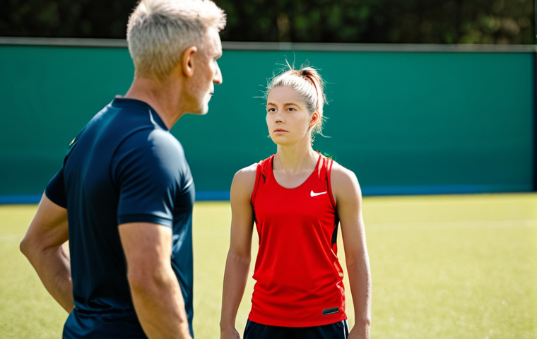 Aspiring Young Athlete**

"A young, fully clothed athlete (male or female, specify if desired) in appropriate sportswear, attentively listening to a coach during a training session on a sunny sports field. The coach is demonstrating a technique. Focus on the athlete's determined expression. Safe for work, appropriate content, family-friendly, perfect anatomy, natural pose, professional sports photography."

**